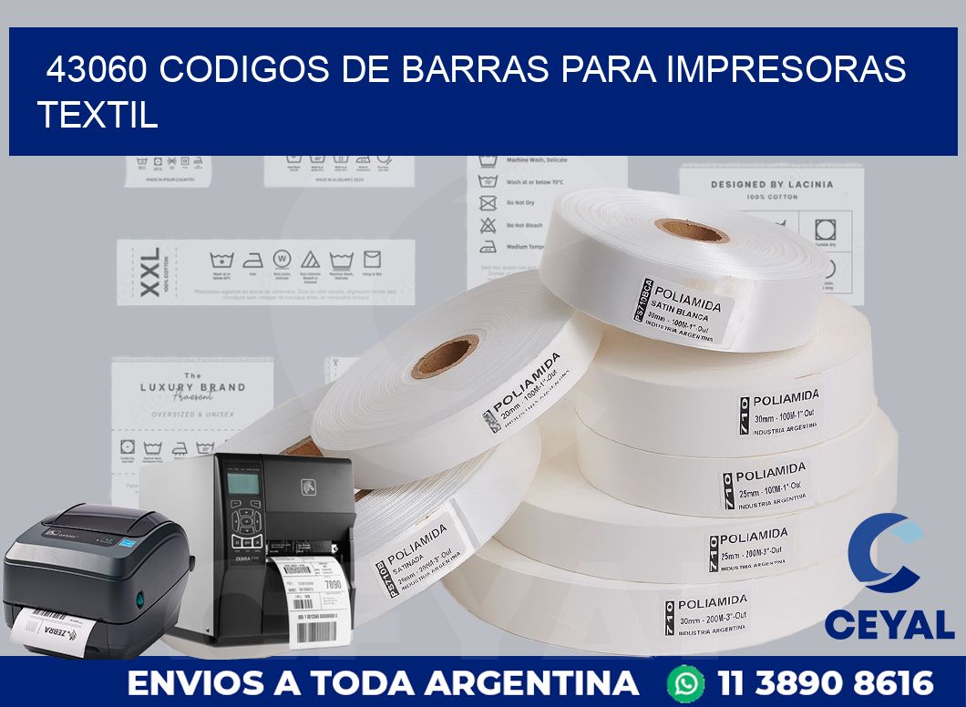 43060 codigos de barras para impresoras textil