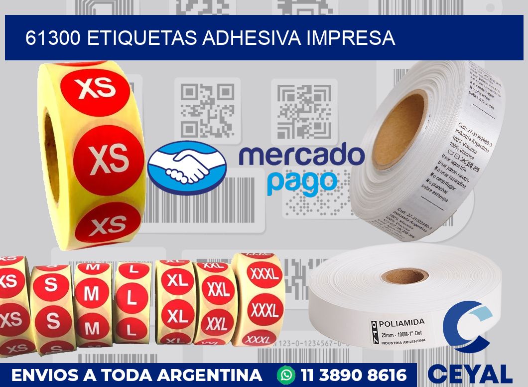 61300 etiquetas adhesiva impresa