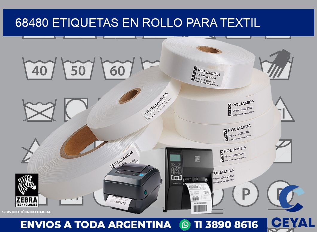68480 etiquetas en rollo para textil