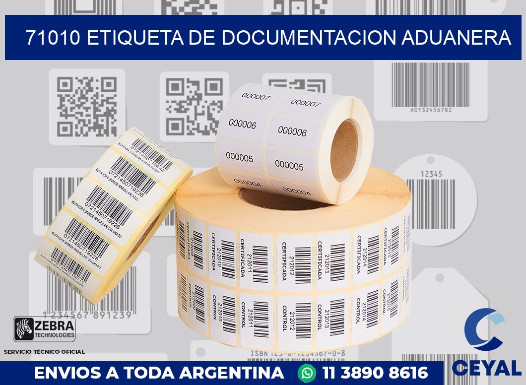 71010 Etiqueta de documentacion aduanera