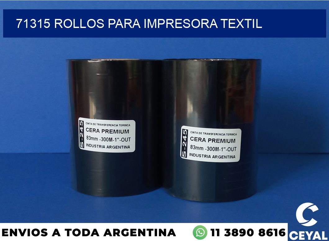 71315 rollos para impresora textil
