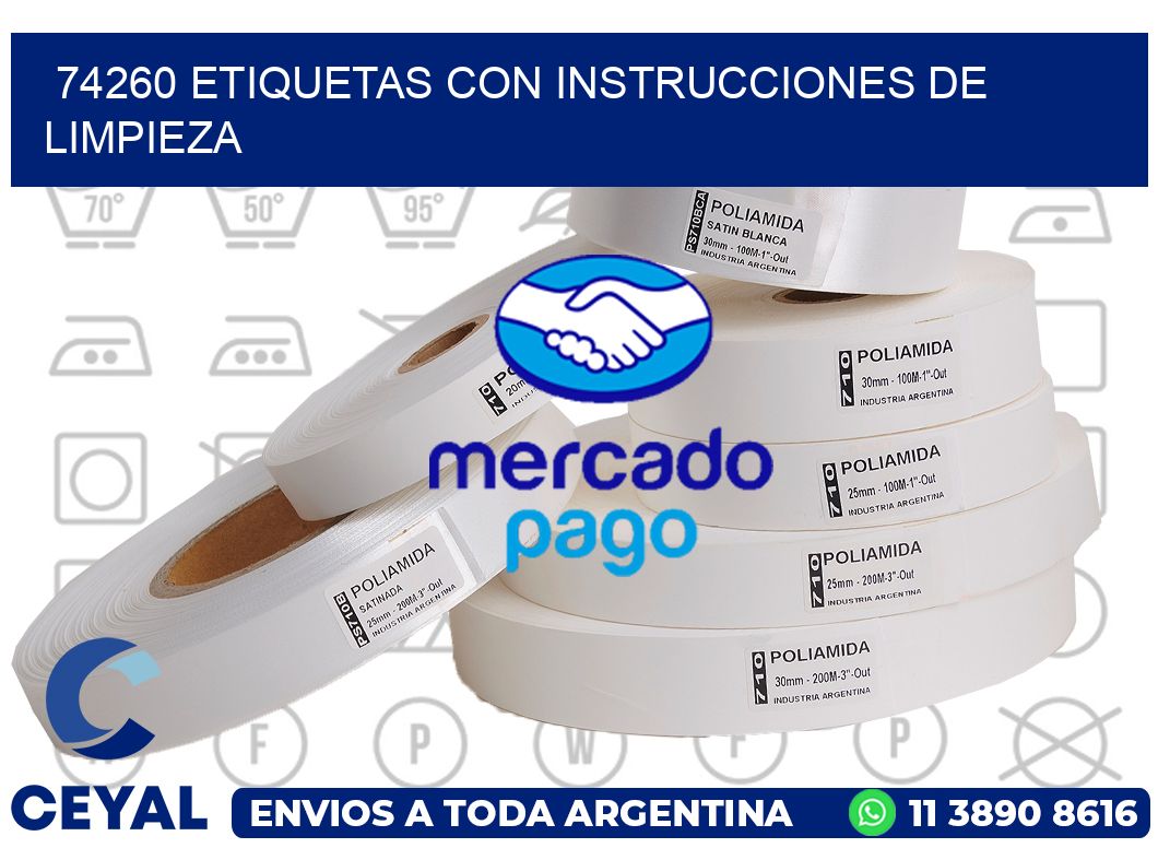 74260 Etiquetas con instrucciones de Limpieza