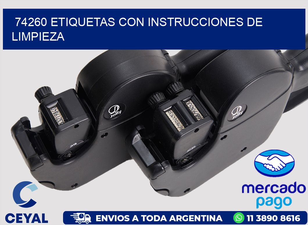 74260 Etiquetas con instrucciones de Limpieza