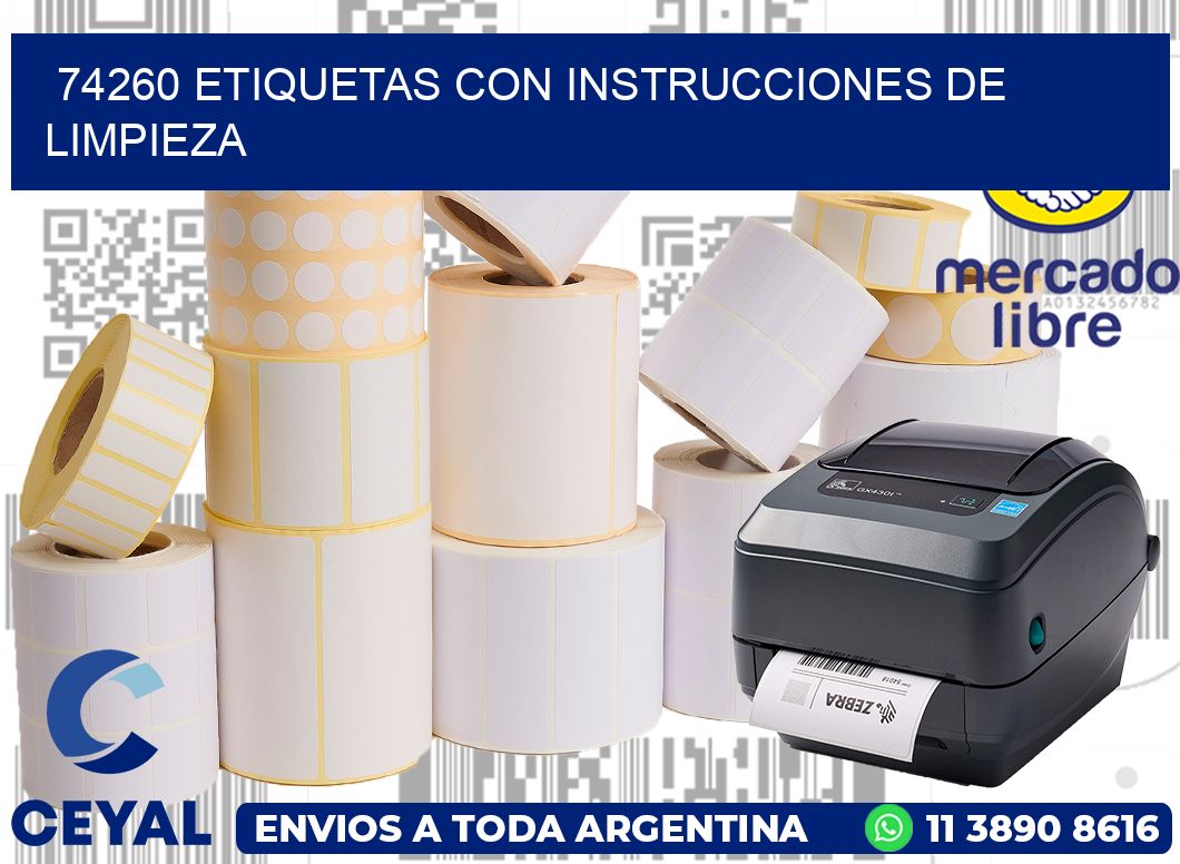 74260 Etiquetas con instrucciones de Limpieza