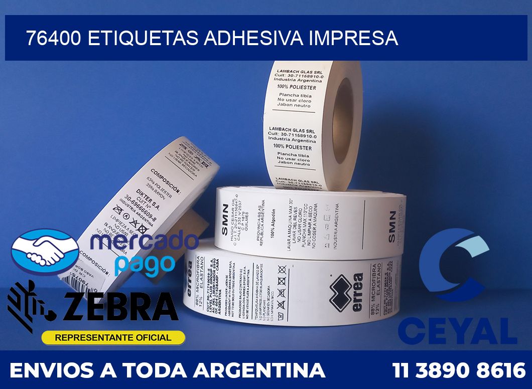 76400 etiquetas adhesiva impresa