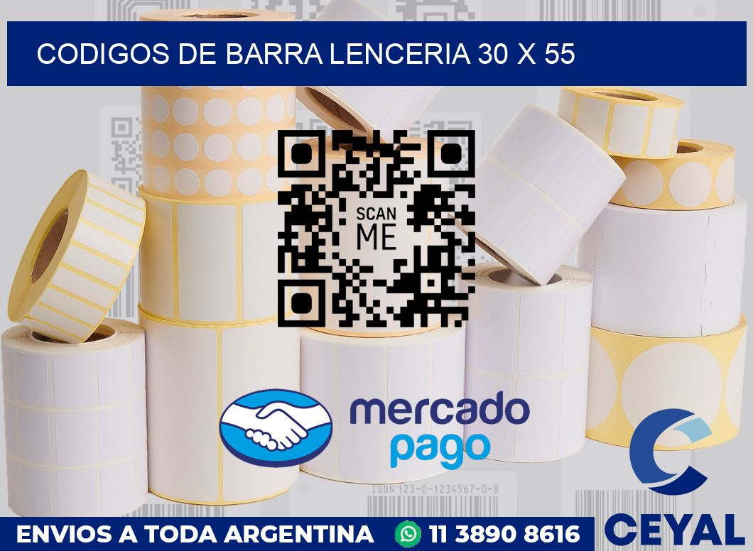 Codigos de barra lenceria 30 x 55