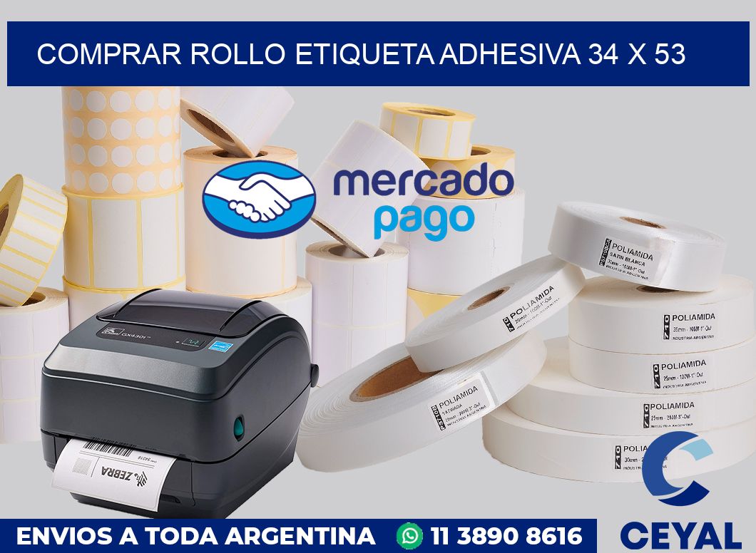 Comprar rollo etiqueta adhesiva 34 x 53