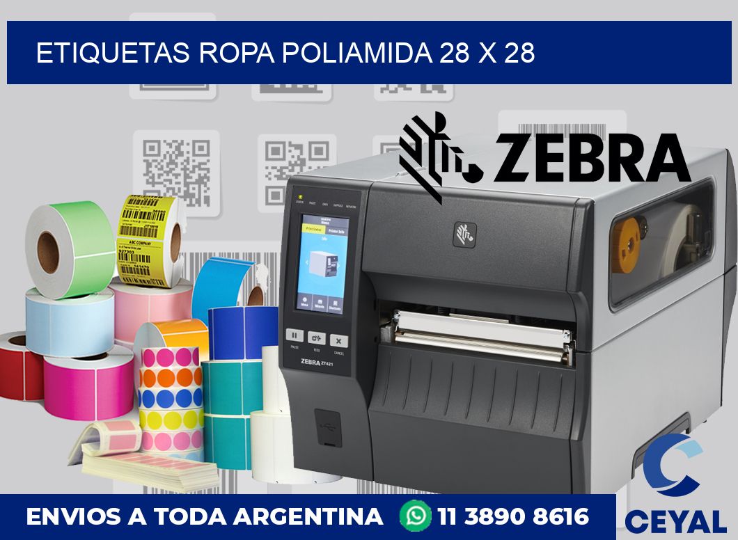 Etiquetas ropa poliamida 28 x 28