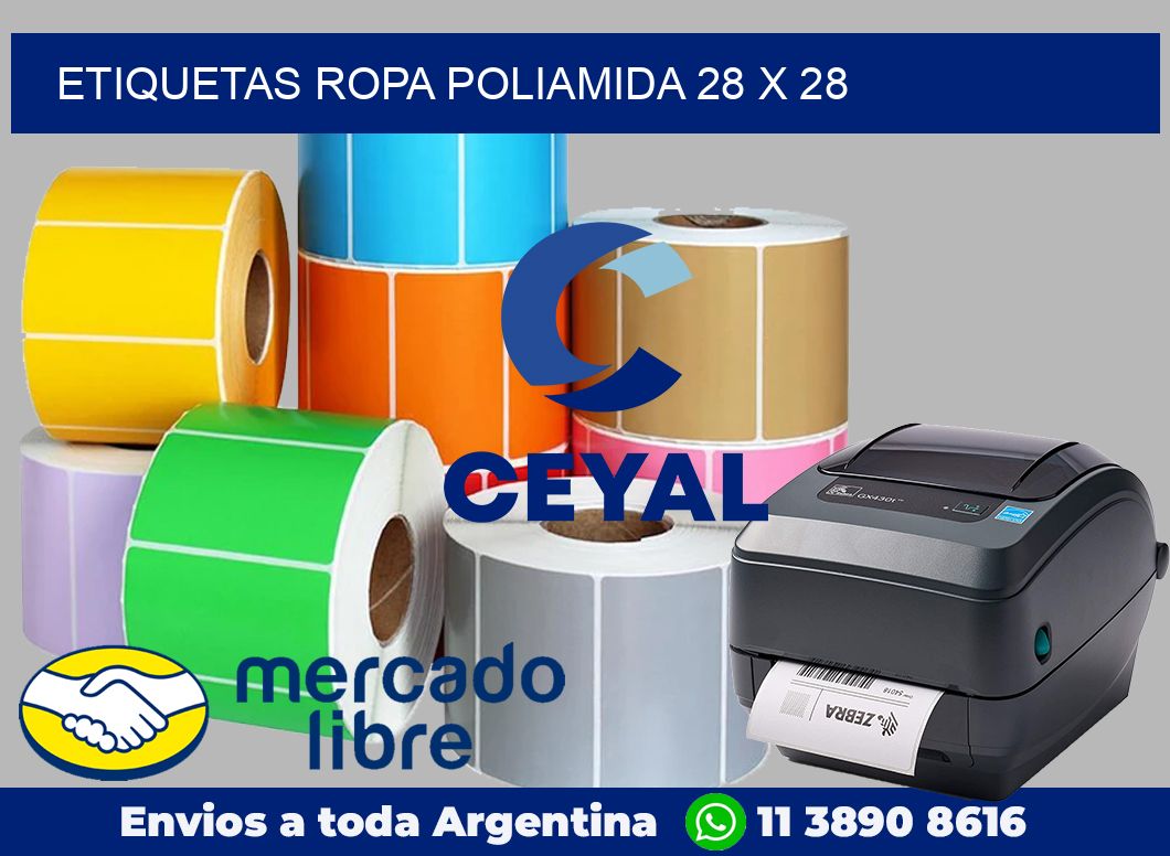 Etiquetas ropa poliamida 28 x 28