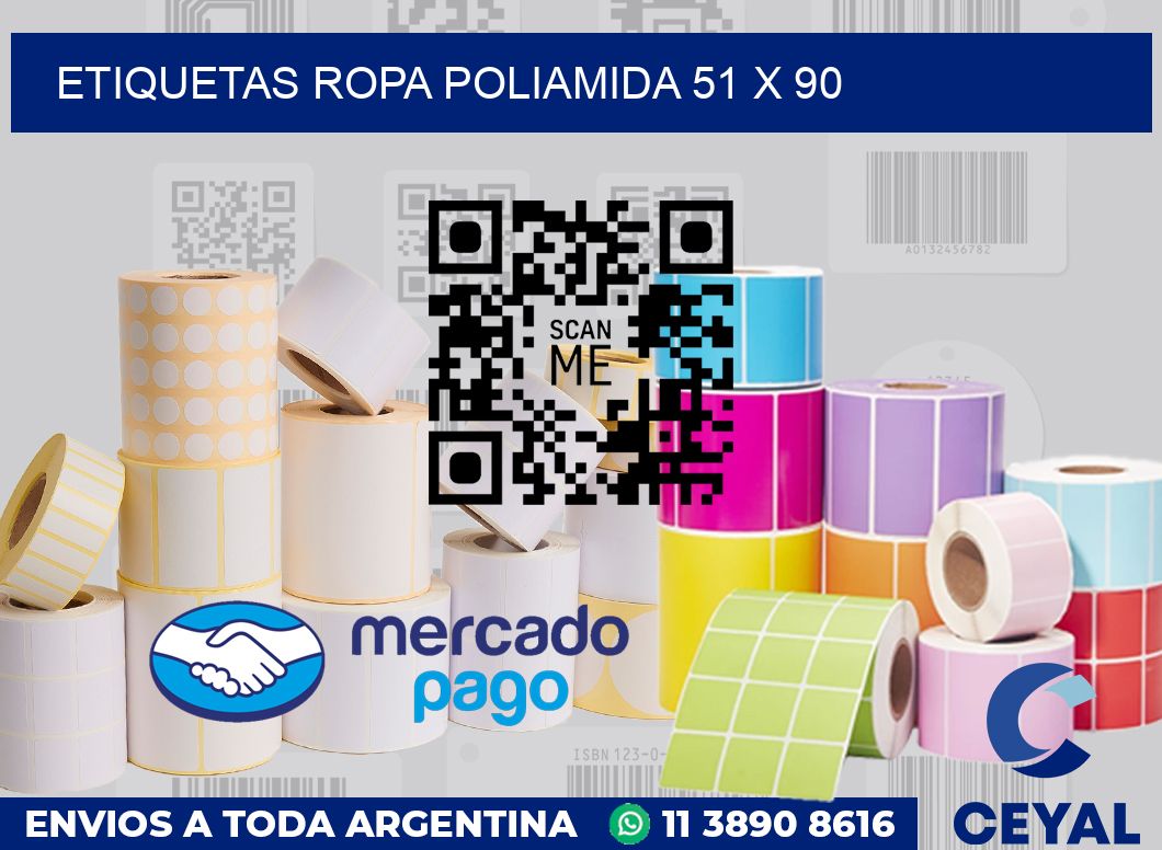 Etiquetas ropa poliamida 51 x 90
