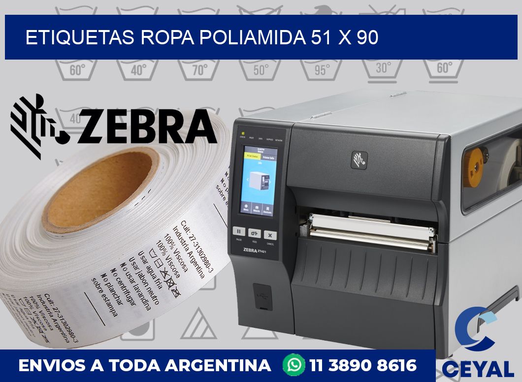 Etiquetas ropa poliamida 51 x 90