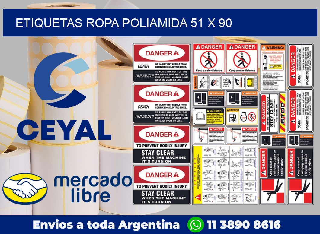 Etiquetas ropa poliamida 51 x 90