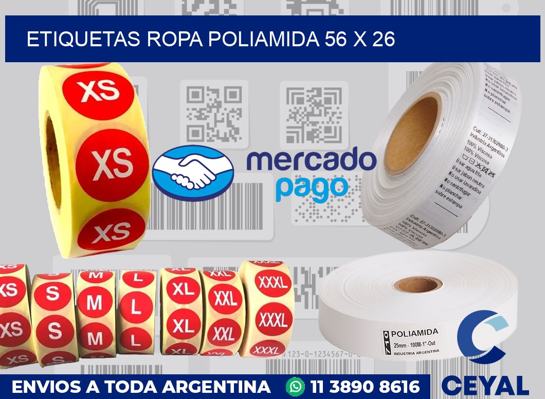 Etiquetas ropa poliamida 56 x 26