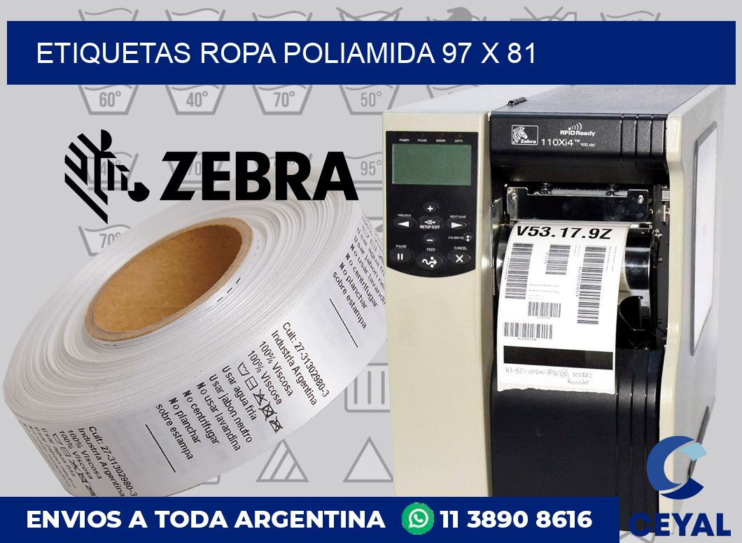 Etiquetas ropa poliamida 97 x 81