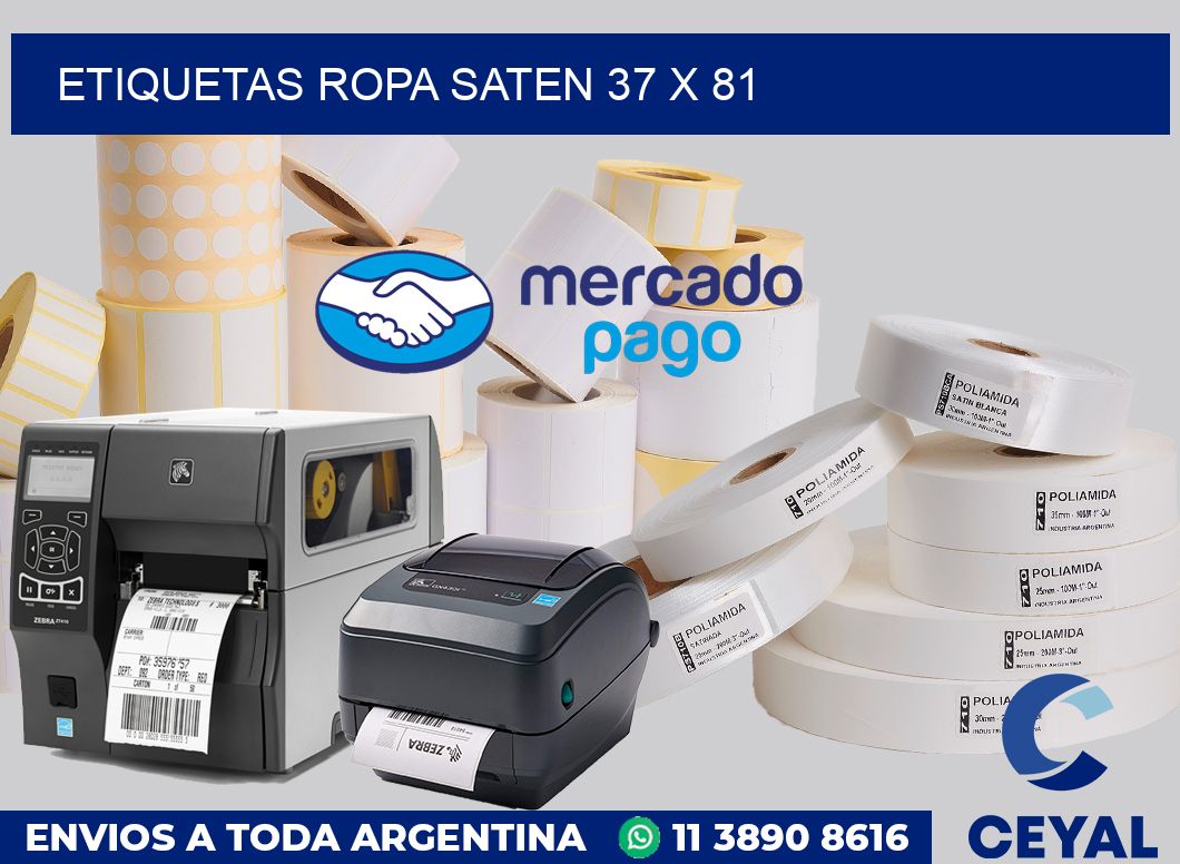 Etiquetas ropa saten 37 x 81