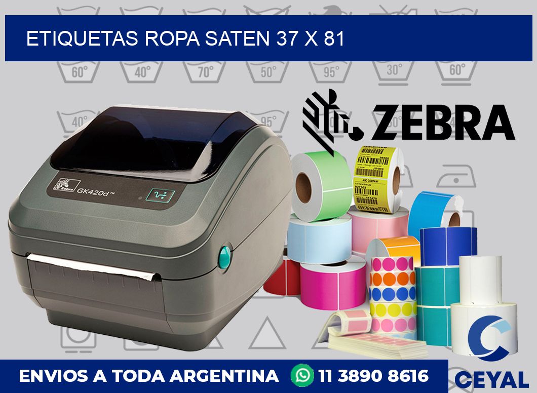 Etiquetas ropa saten 37 x 81