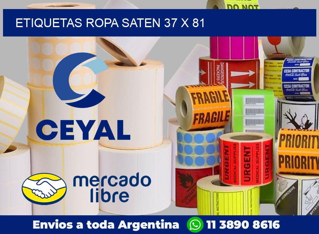 Etiquetas ropa saten 37 x 81