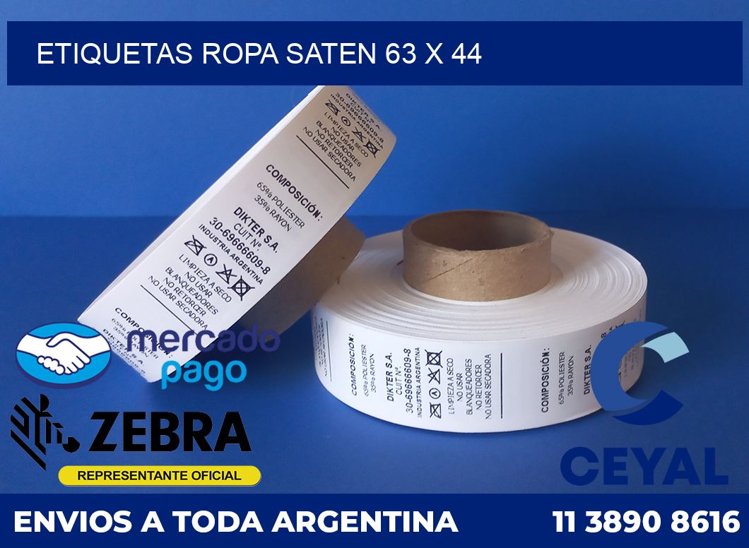 Etiquetas ropa saten 63 x 44