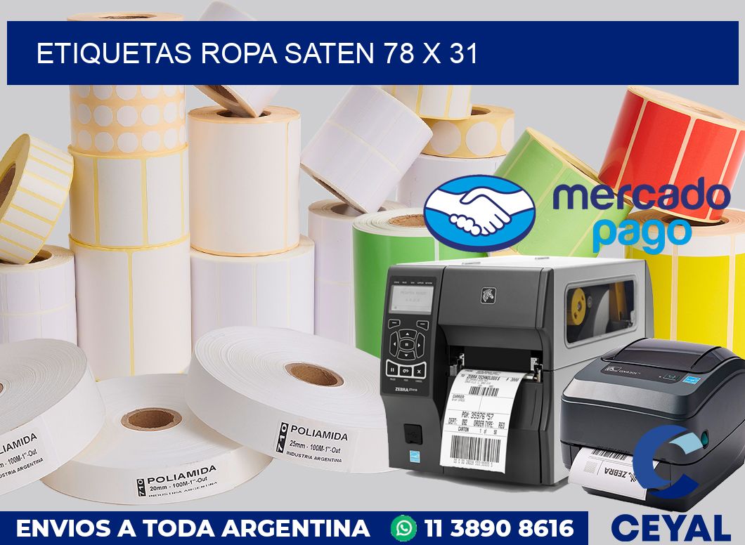 Etiquetas ropa saten 78 x 31