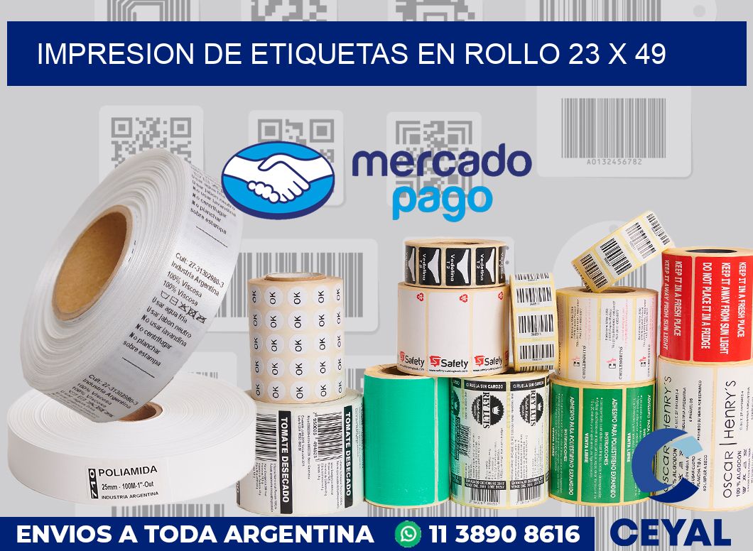 Impresion de etiquetas en rollo 23 x 49