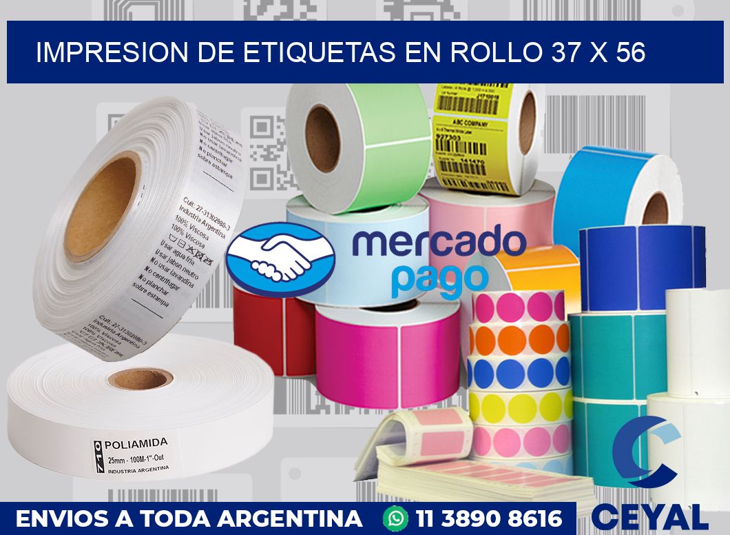 Impresion de etiquetas en rollo 37 x 56