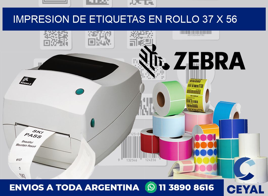 Impresion de etiquetas en rollo 37 x 56