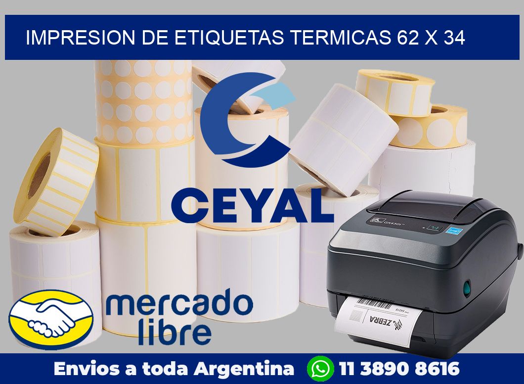 Impresion de etiquetas termicas 62 x 34