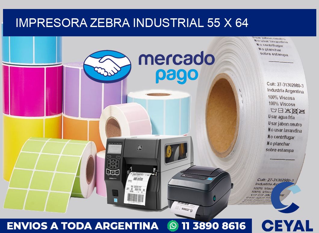 Impresora Zebra industrial 55 x 64