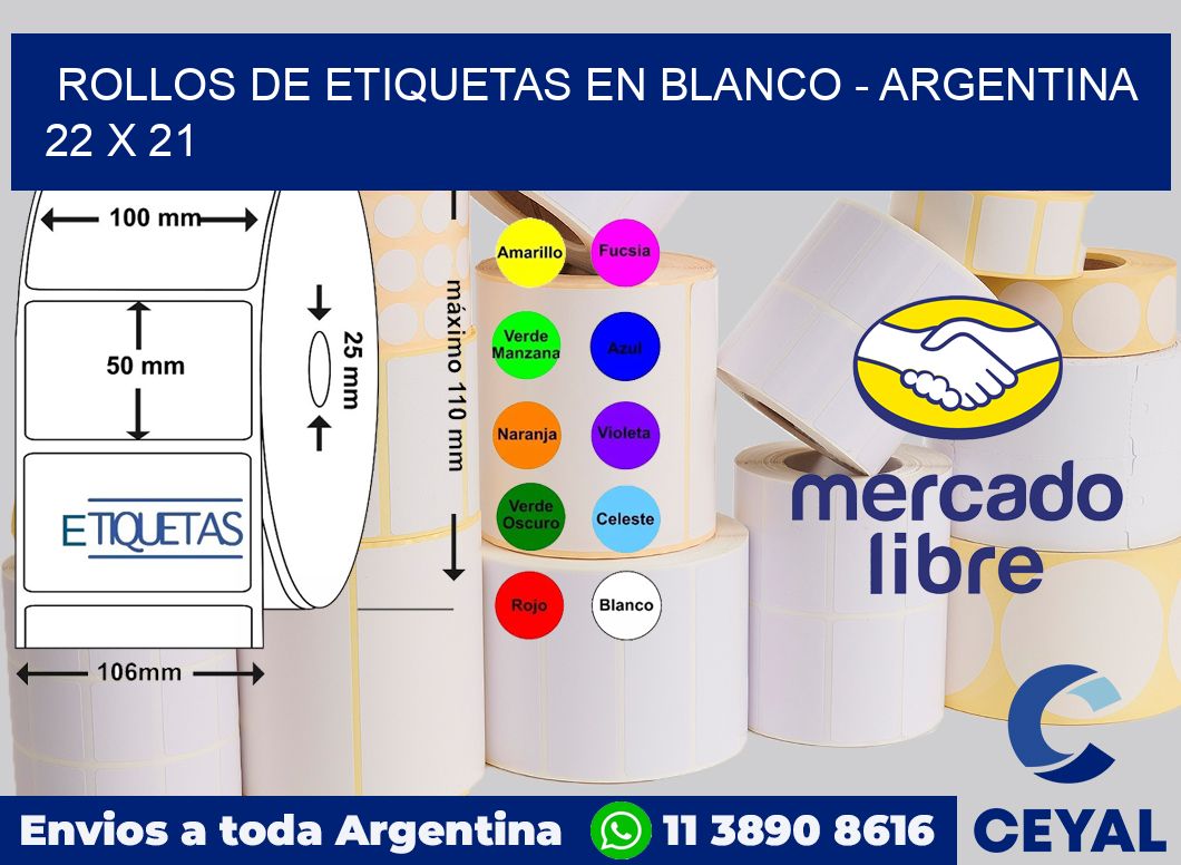 Rollos de etiquetas en blanco - Argentina 22 x 21