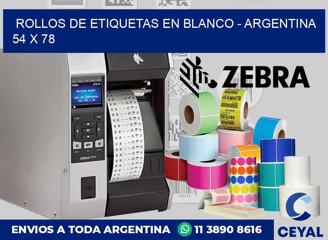 Rollos de etiquetas en blanco – Argentina 54 x 78