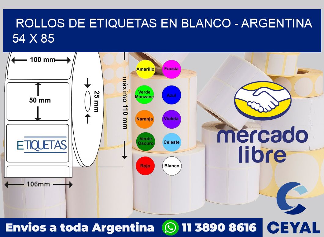 Rollos de etiquetas en blanco - Argentina 54 x 85