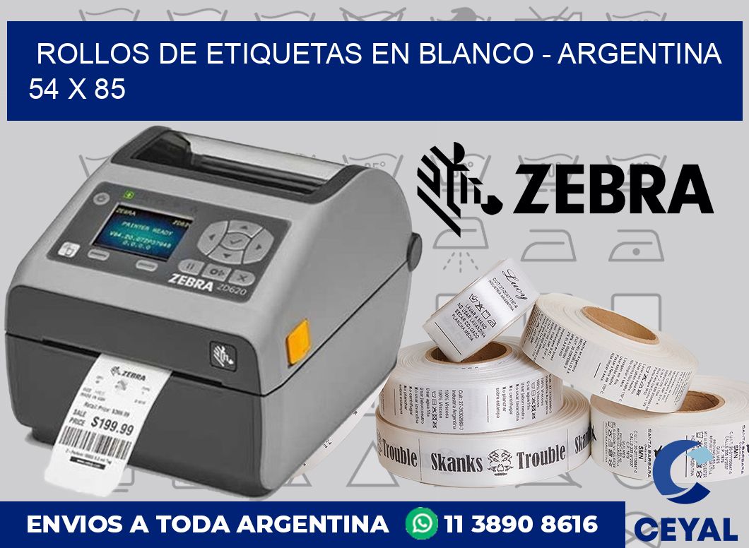 Rollos de etiquetas en blanco – Argentina 54 x 85
