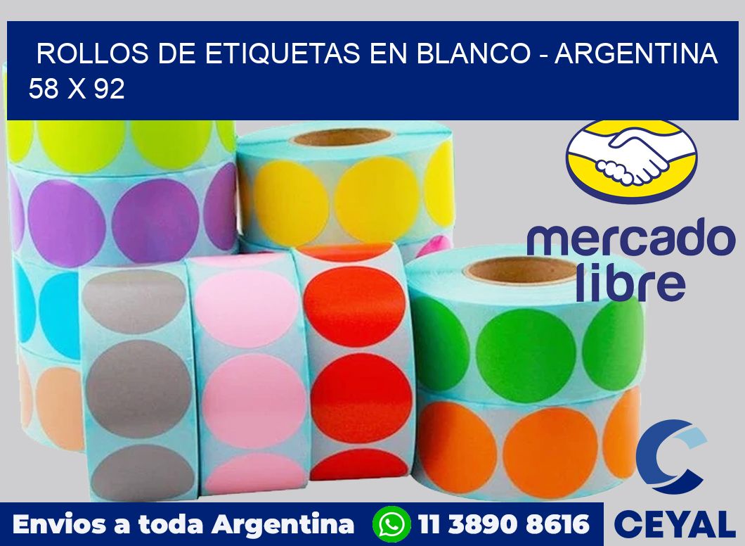 Rollos de etiquetas en blanco - Argentina 58 x 92