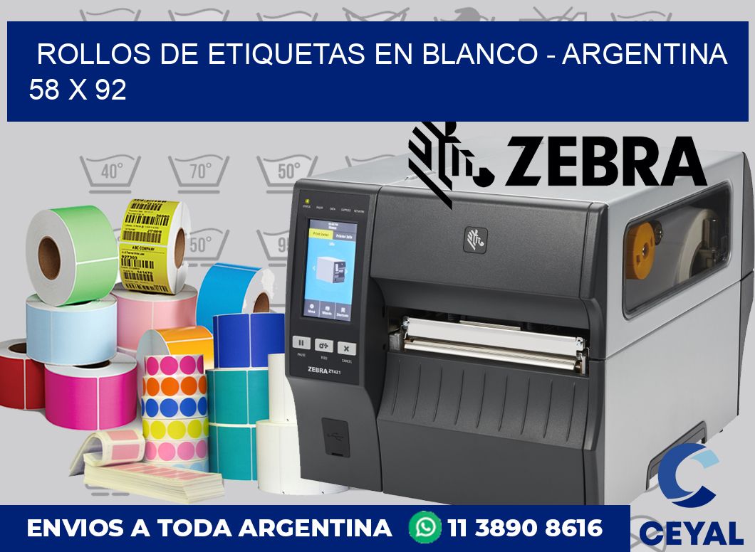 Rollos de etiquetas en blanco – Argentina 58 x 92