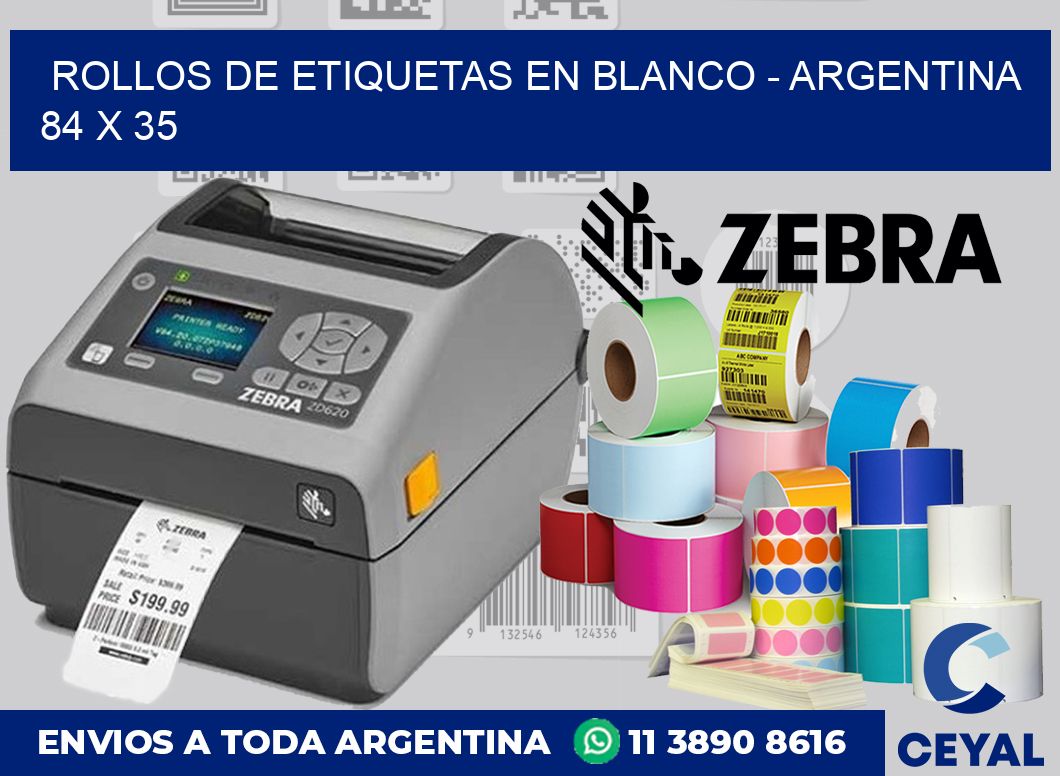 Rollos de etiquetas en blanco – Argentina 84 x 35