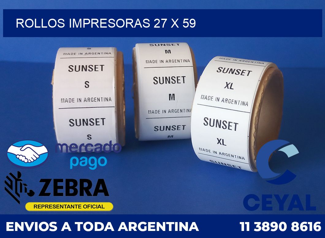 Rollos impresoras 27 x 59