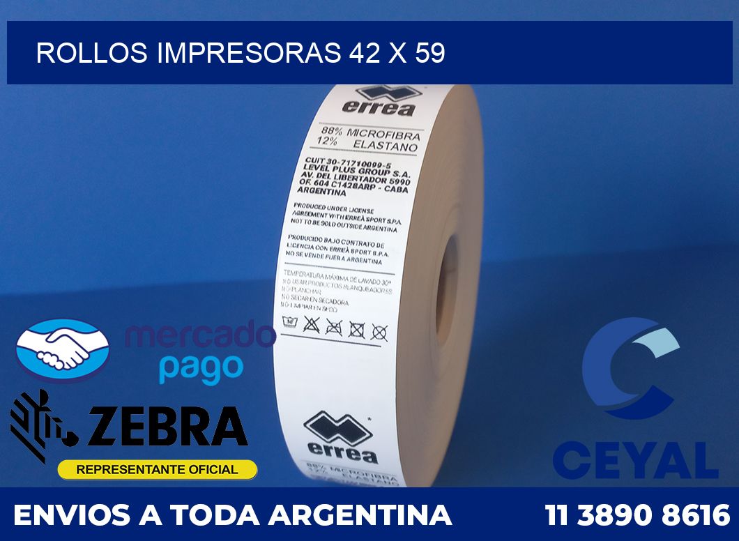 Rollos impresoras 42 x 59