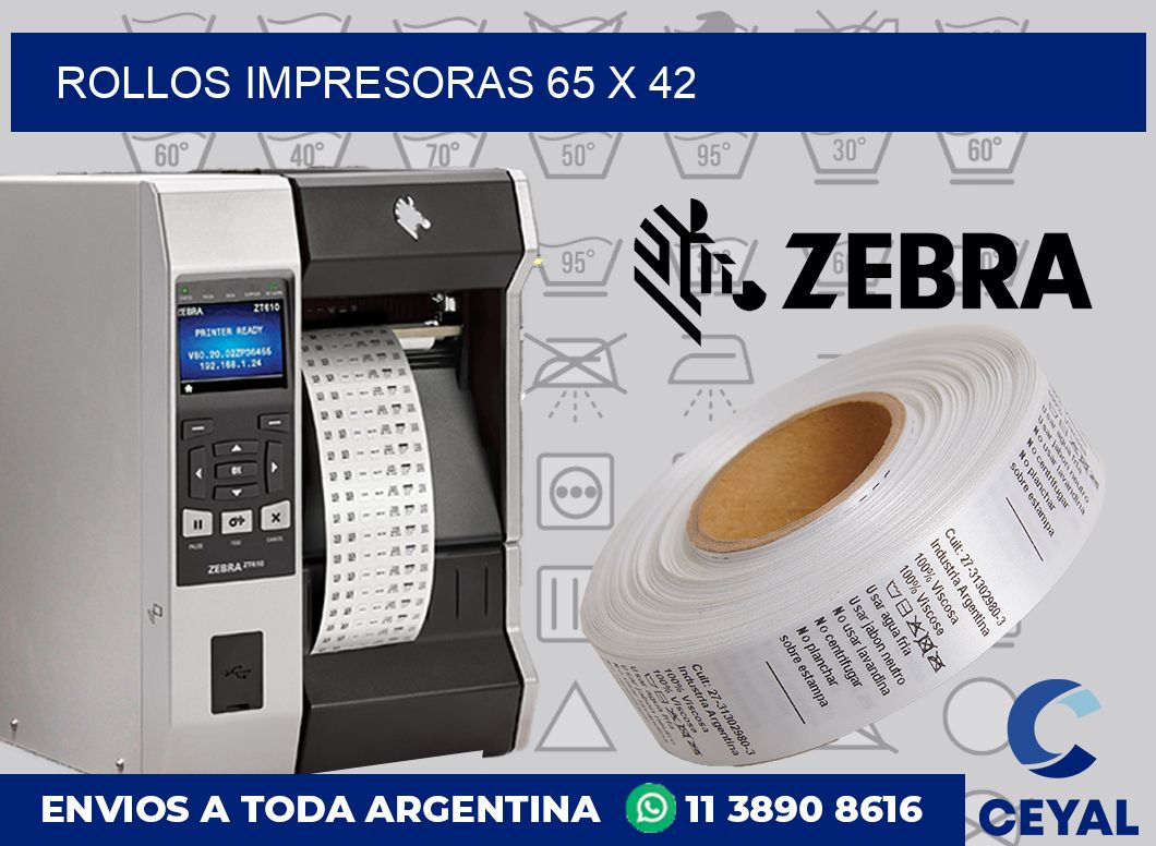 Rollos impresoras 65 x 42