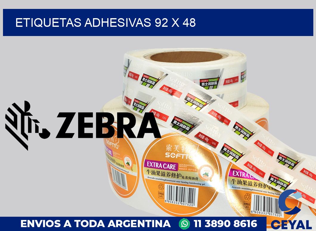 etiquetas adhesivas 92 x 48