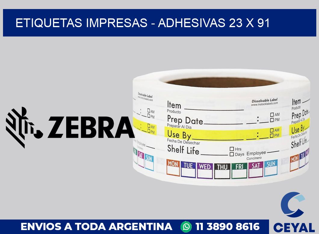 etiquetas impresas - Adhesivas 23 x 91