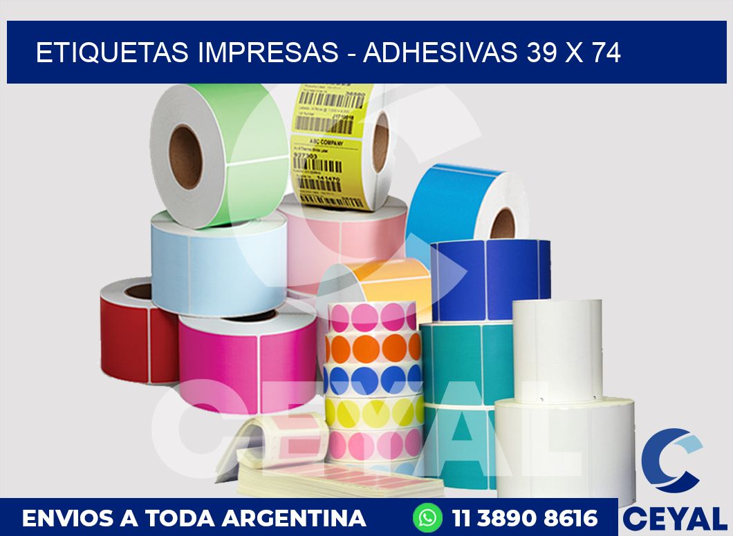 etiquetas impresas - Adhesivas 39 x 74