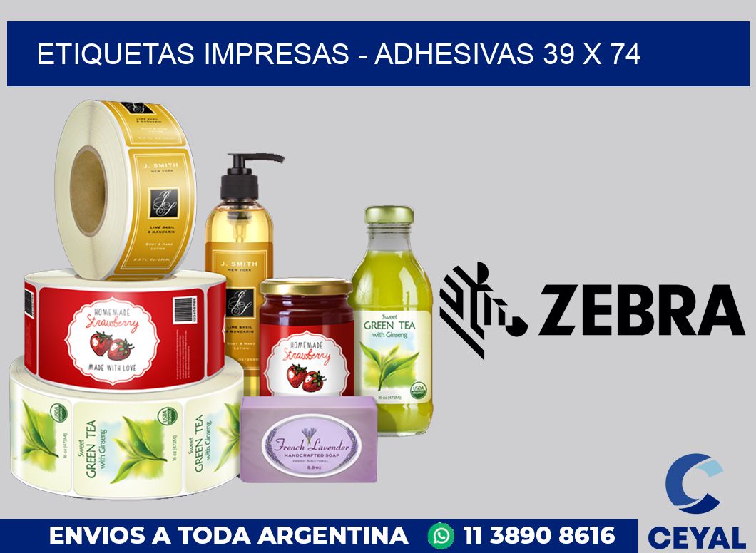 etiquetas impresas - Adhesivas 39 x 74