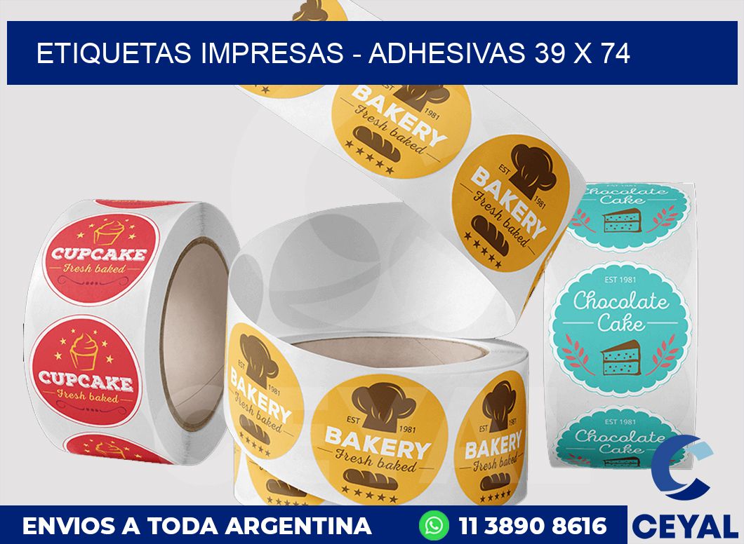 etiquetas impresas – Adhesivas 39 x 74