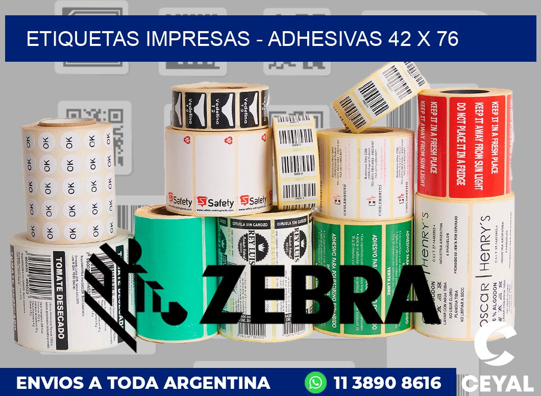 etiquetas impresas - Adhesivas 42 x 76
