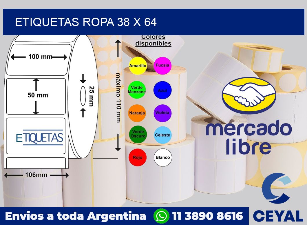 etiquetas ropa 38 x 64