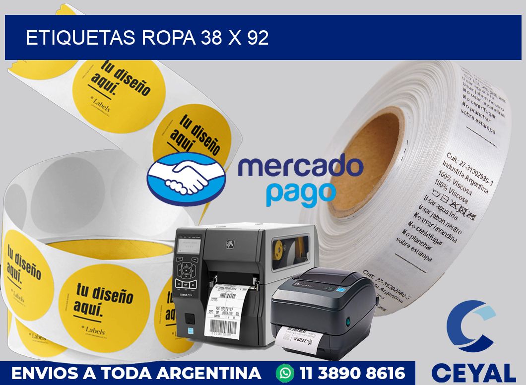etiquetas ropa 38 x 92