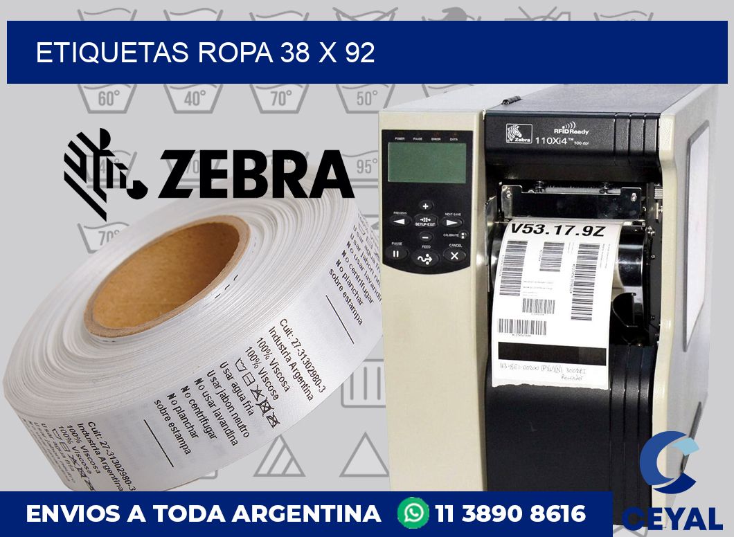 etiquetas ropa 38 x 92
