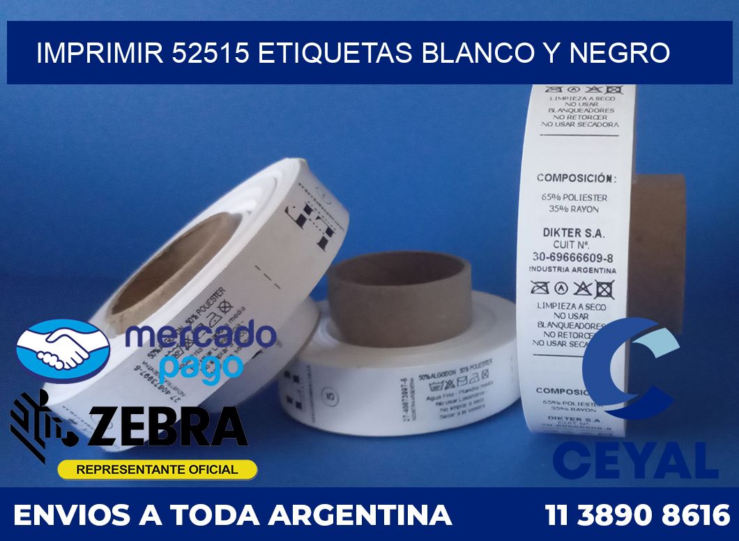 imprimir 52515 etiquetas blanco y negro