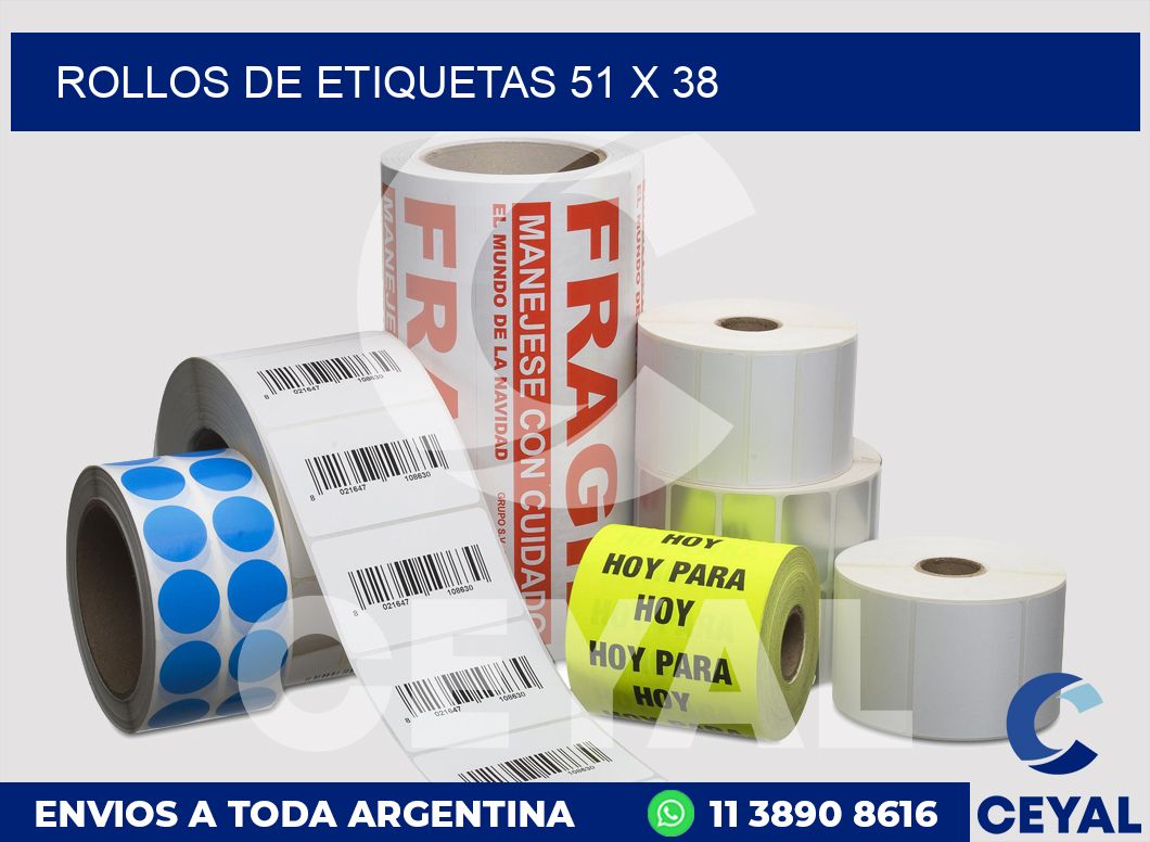 rollos de etiquetas 51 x 38