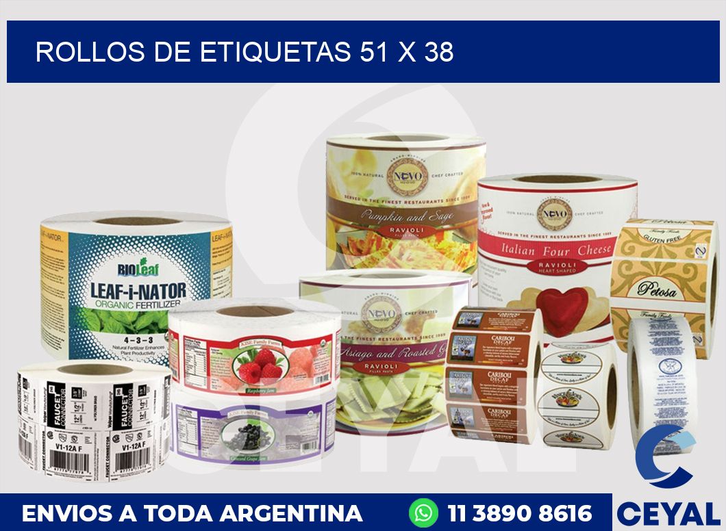 rollos de etiquetas 51 x 38